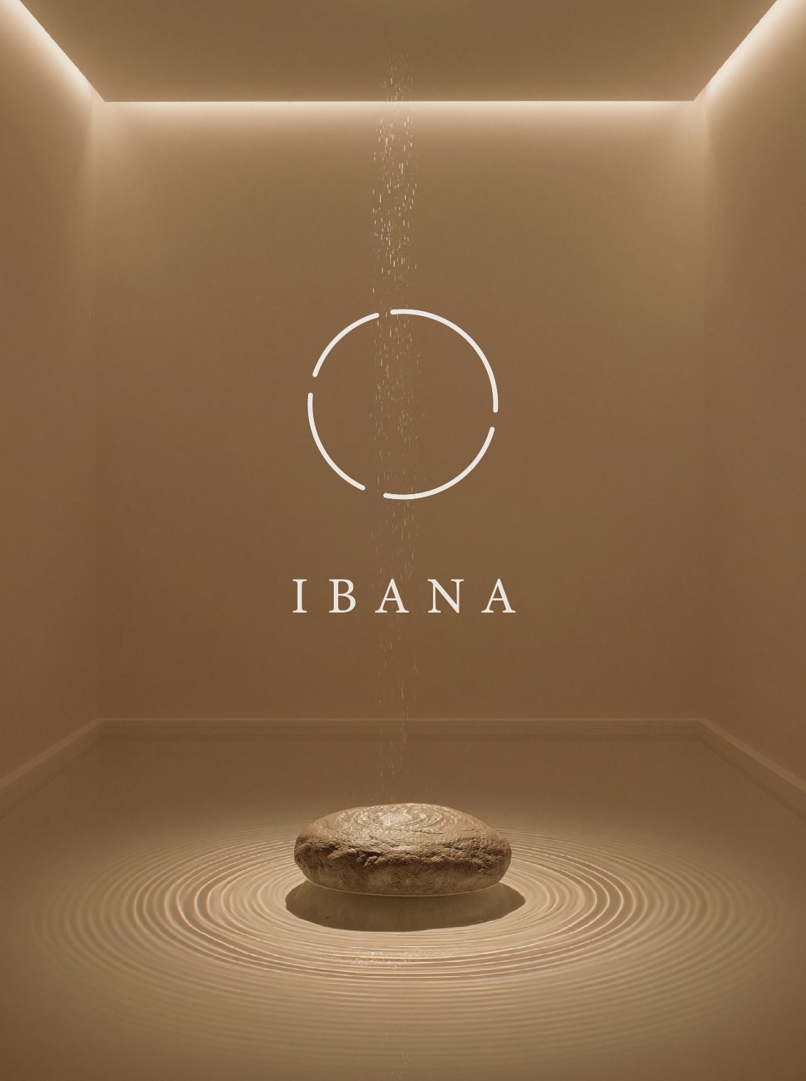 고요한 물과 돌 위에 놓인 IBANA